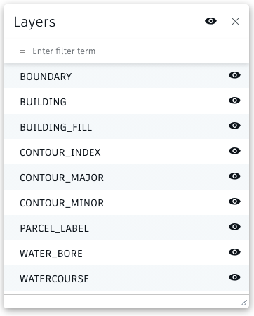 DXF file layers panel