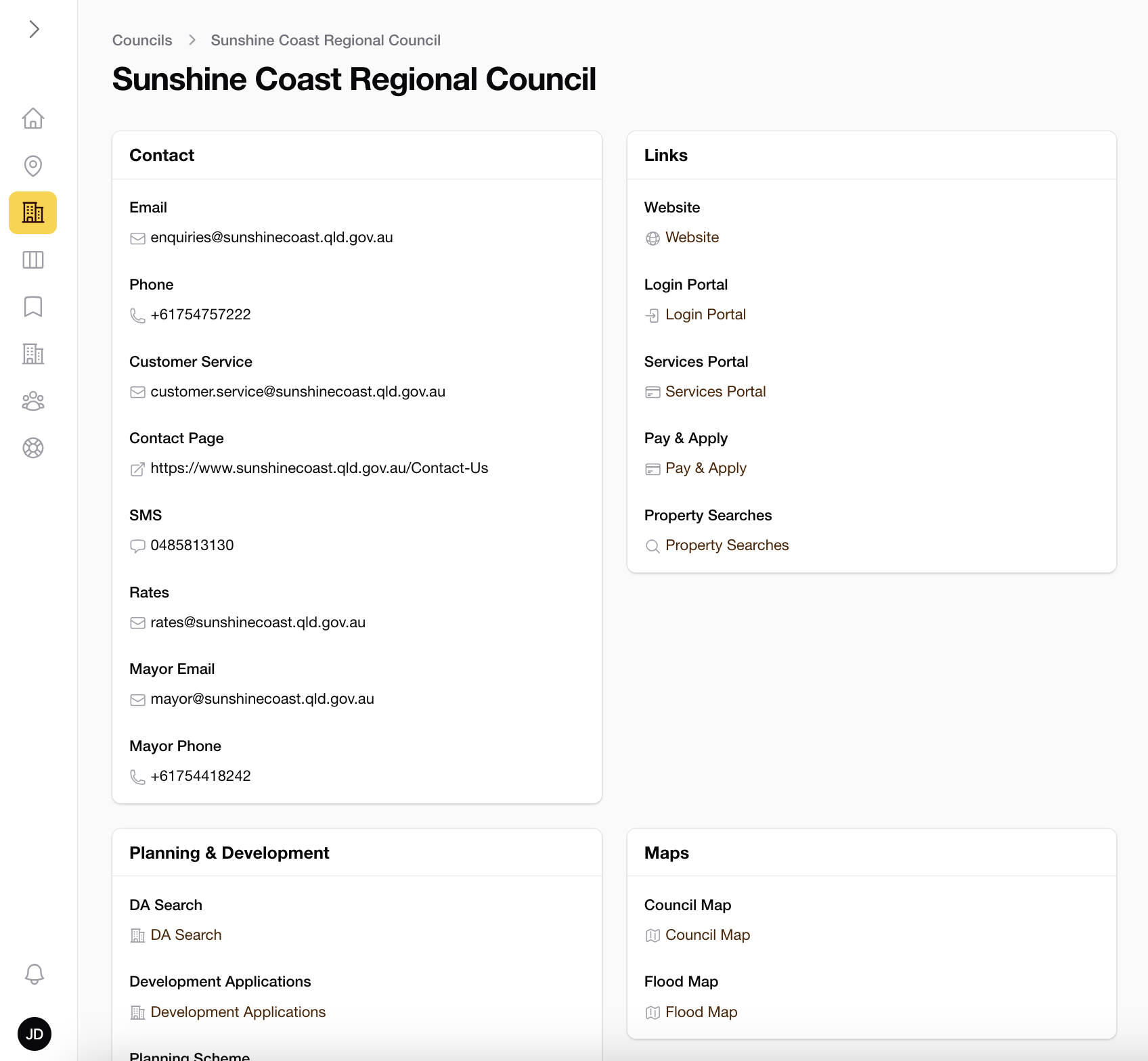 Council information page